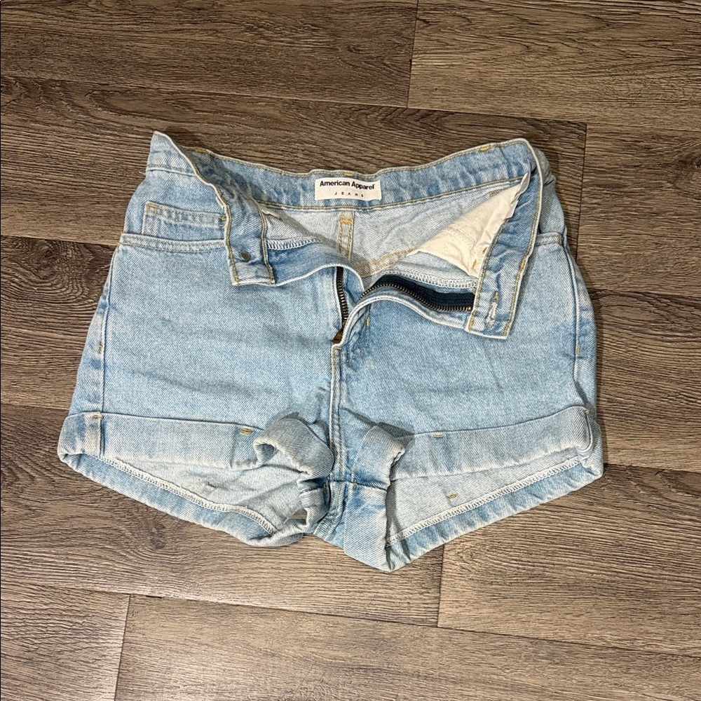 American Apparel Sky Blue High Waisted Jean Shorts